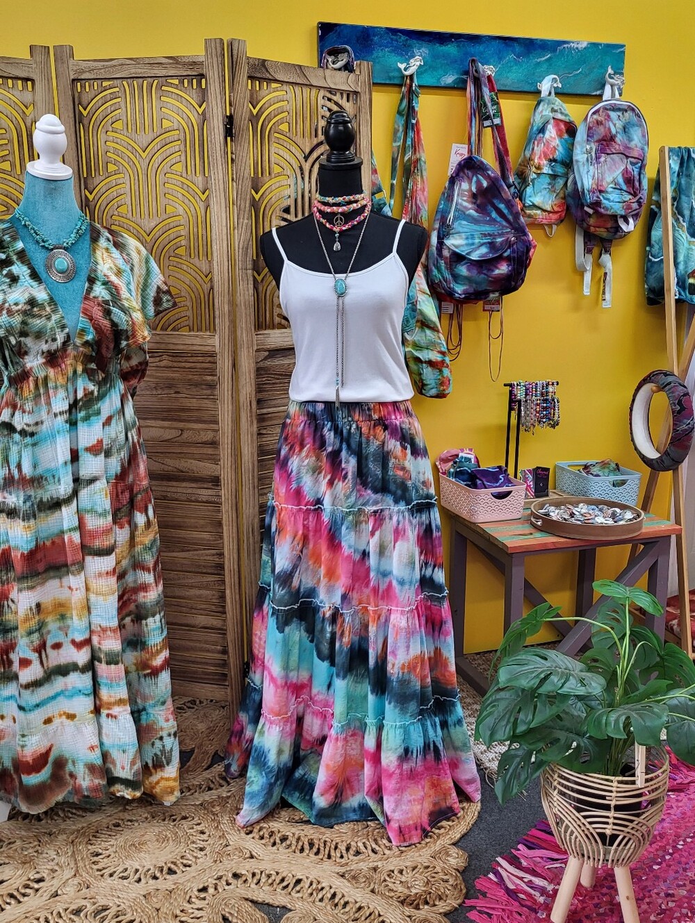 Boho Tie-Dye Tiered Maxi Skirt W/ Pockets